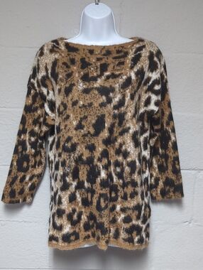 Lineamaglia Italy Pullover Sweater Size M Soft Mohair Blend Cheetah Print